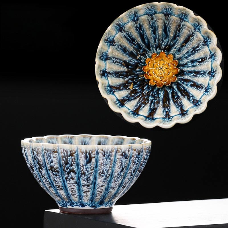 Nimara Ritual Handmade Small Chinese Jianzhan Lotus Ceramic Teacup Kung Fu Tea Cup 80ml