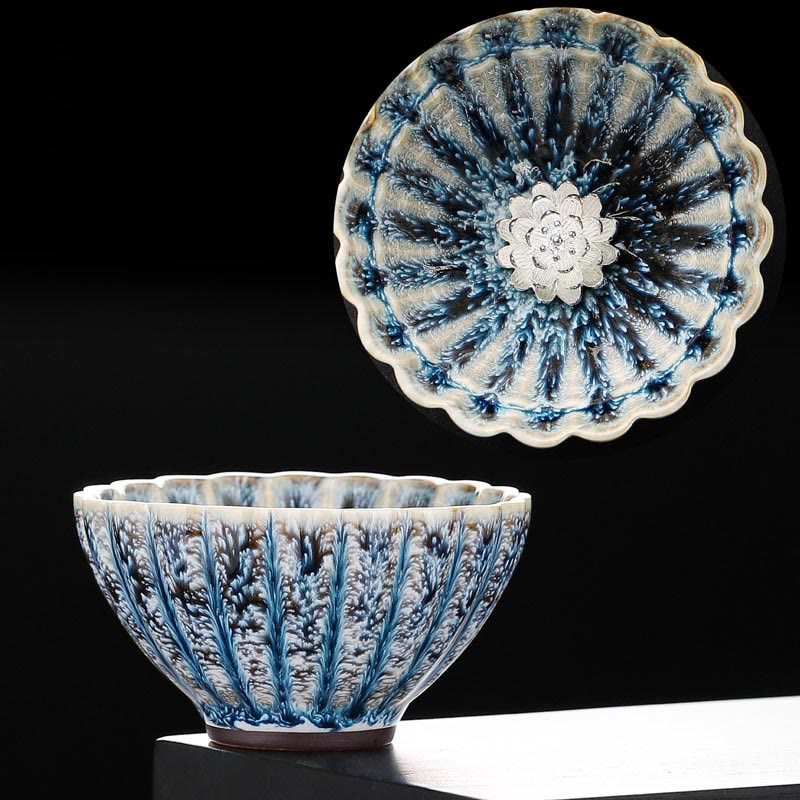 Nimara Ritual Handmade Small Chinese Jianzhan Lotus Ceramic Teacup Kung Fu Tea Cup 80ml