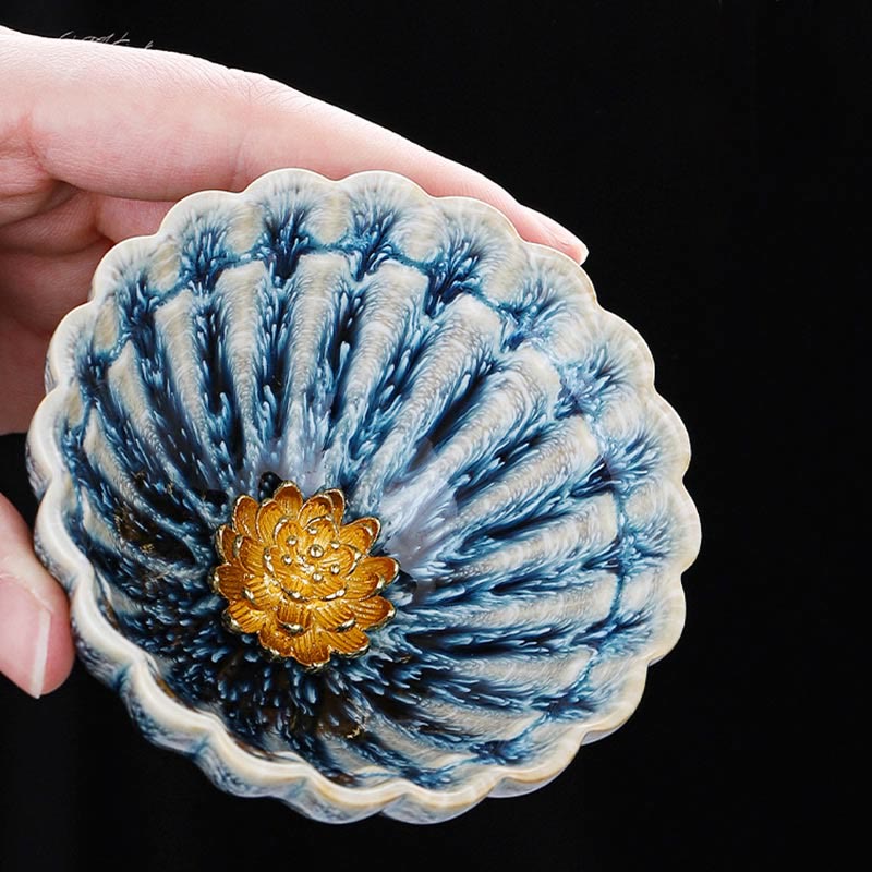 Nimara Ritual Handmade Small Chinese Jianzhan Lotus Ceramic Teacup Kung Fu Tea Cup 80ml