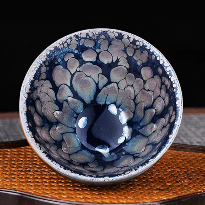 Nimara Ritual Handmade Chinese Jianzhan Purple Blue Spot Ceramic Teacup Tenmoku Kung Fu Tea Cup 150ml