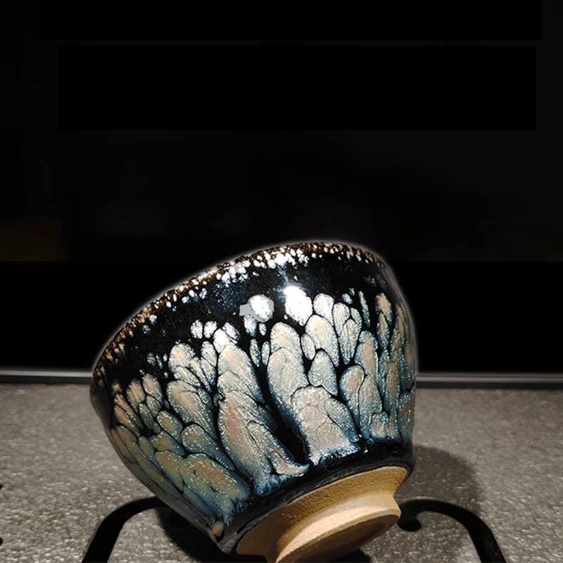 Nimara Ritual Handmade Chinese Jianzhan Blue Spot Ceramic Teacup Tenmoku Kung Fu Tea Cup 150ml
