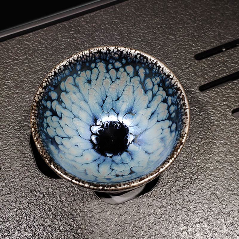 Nimara Ritual Handmade Chinese Jianzhan Blue Spot Ceramic Teacup Tenmoku Kung Fu Tea Cup 150ml