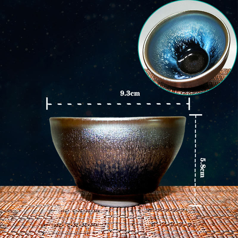 Nimara Ritual Handmade Chinese Jianzhan Oil Drop Spots Pattern Ceramic Teacup Tenmoku Kung Fu Tea Cup 150ml