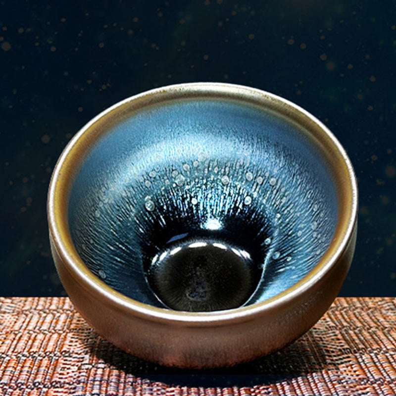 Nimara Ritual Handmade Chinese Jianzhan Oil Drop Spots Pattern Ceramic Teacup Tenmoku Kung Fu Tea Cup 150ml