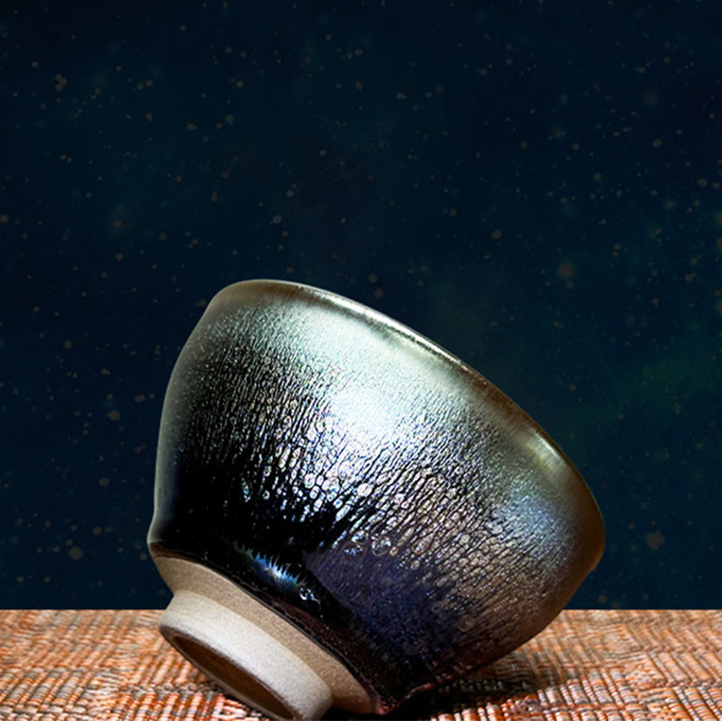 Nimara Ritual Handmade Chinese Jianzhan Oil Drop Spots Pattern Ceramic Teacup Tenmoku Kung Fu Tea Cup 150ml