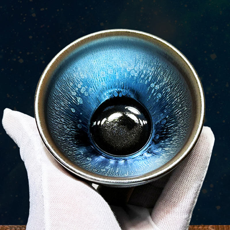 Nimara Ritual Handmade Chinese Jianzhan Oil Drop Spots Pattern Ceramic Teacup Tenmoku Kung Fu Tea Cup 150ml