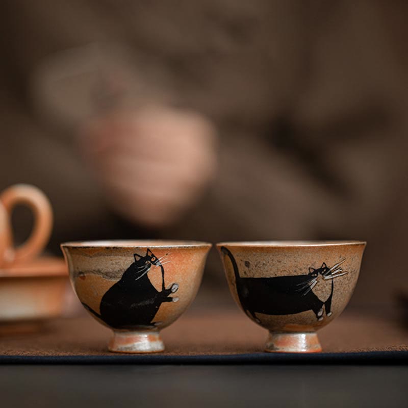 Nimara Ritual Small Cute Cat Teacup Kung Fu Tea Cup 60ml