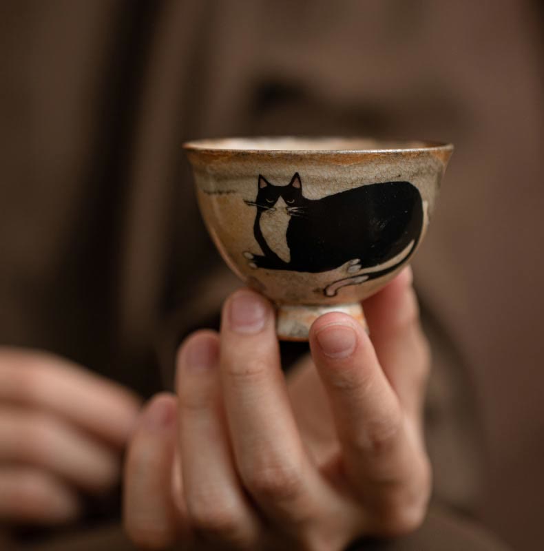 Nimara Ritual Small Cute Cat Teacup Kung Fu Tea Cup 60ml