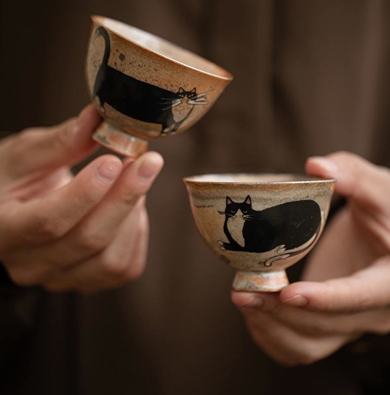 Nimara Ritual Small Cute Cat Teacup Kung Fu Tea Cup 60ml