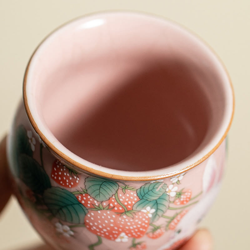 Nimara Ritual Small Strawberry Rabbit Teacup Kung Fu Tea Cup 90ml With Gift Box