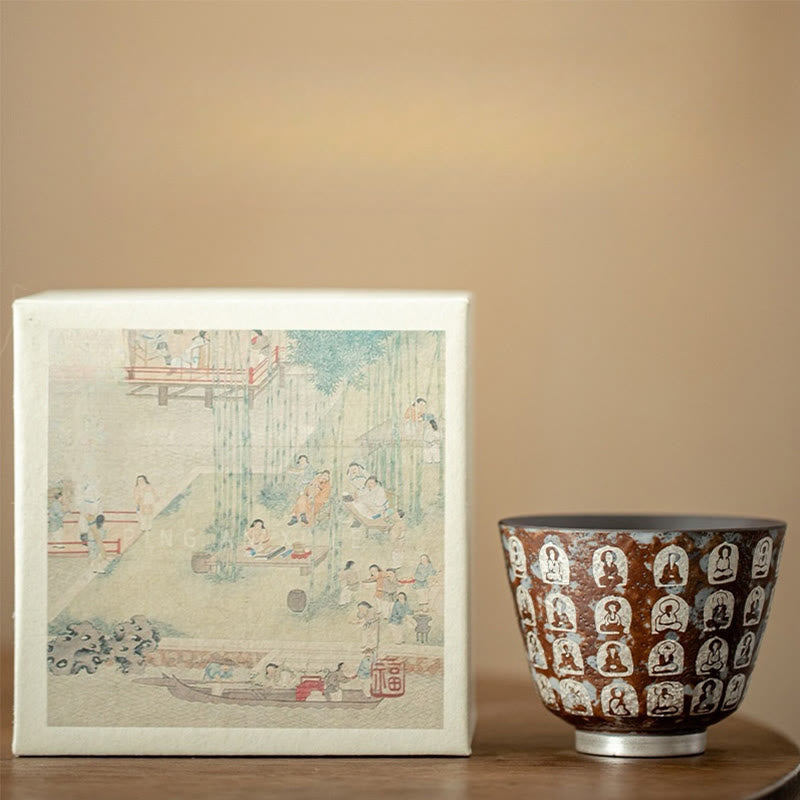 Nimara Ritual Ten Thousand Buddha Poems Teacup Kung Fu Tea Cup 100ml With Gift Box