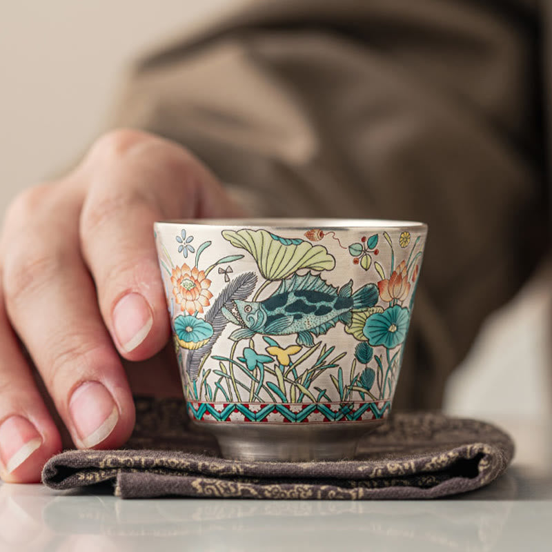 Nimara Ritual Fish Lotus Seaweed Teacup Kung Fu Tea Cup 45ml With Gift Box