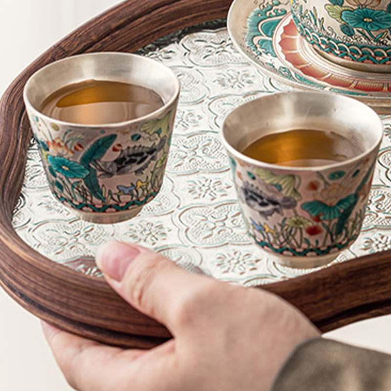 Nimara Ritual Fish Lotus Seaweed Teacup Kung Fu Tea Cup 45ml With Gift Box