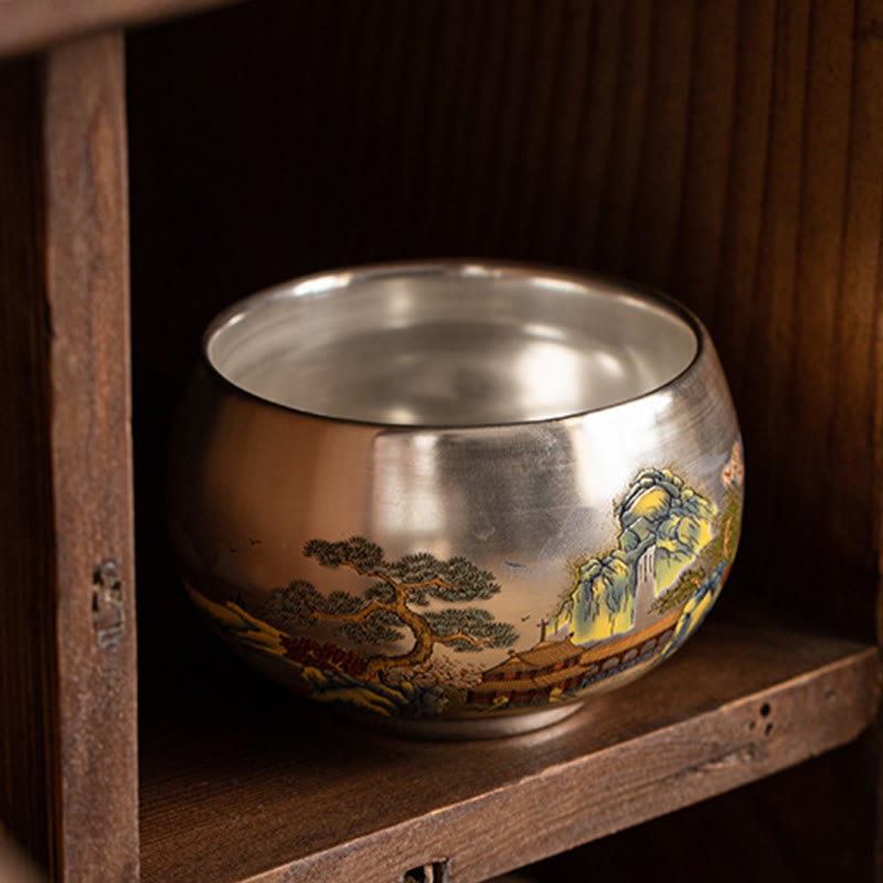 Nimara Ritual Fish Lotus Seaweed Valley Mountains Pine Tree Dragon Teacup Kung Fu Tea Cup With Gift Box