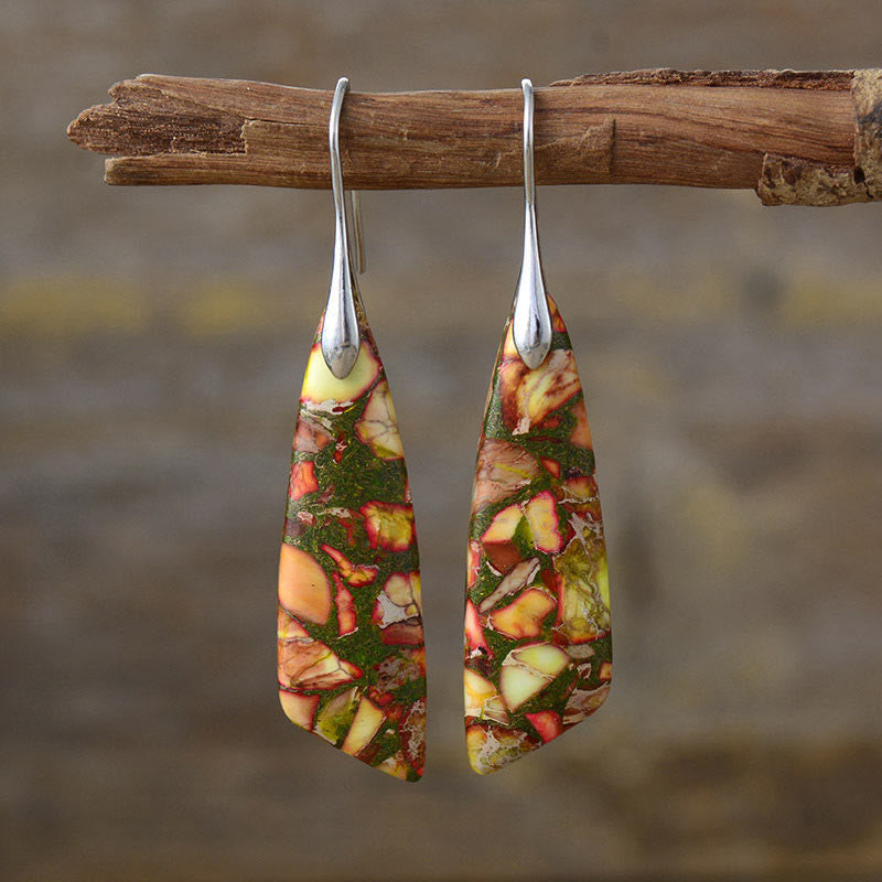 Nimara Ritual Natural Emperor Stone Geometric Crystal Anti-Stress Earrings