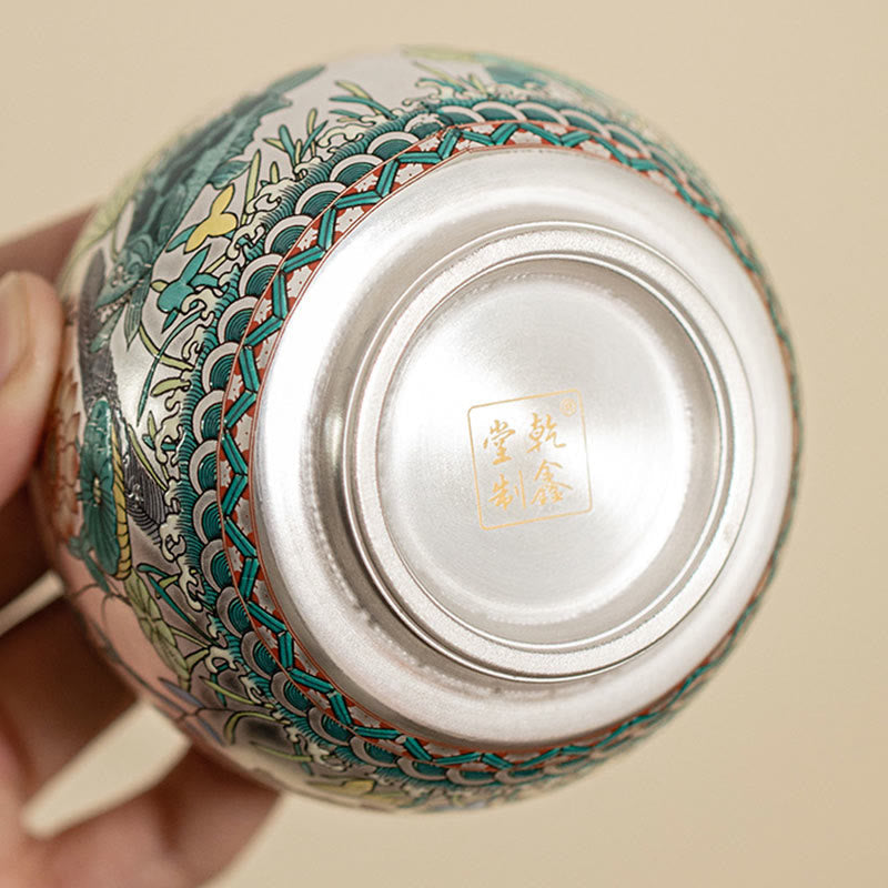 Nimara Ritual Fish Lotus Seaweed Valley Mountains Pine Tree Dragon Teacup Kung Fu Tea Cup With Gift Box