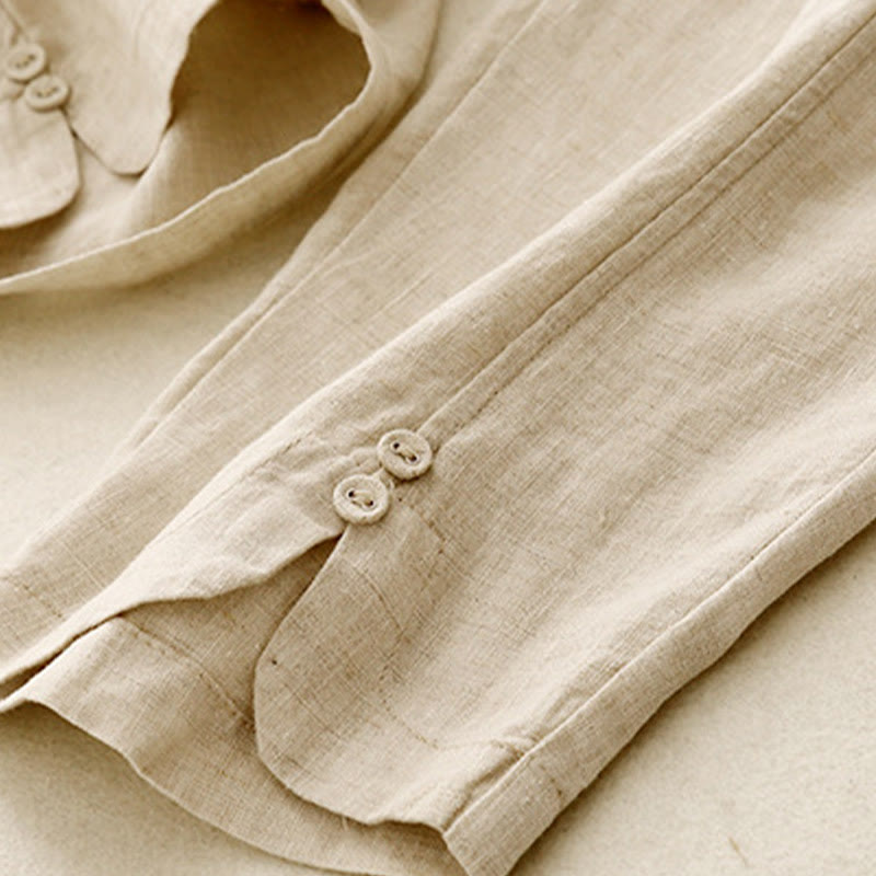 Nimara Ritual Summer Solid Color Side Button Design Cotton Linen Women's Harem Pants With Pockets