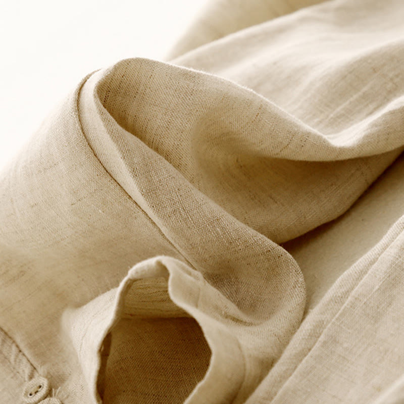 Nimara Ritual Summer Solid Color Side Button Design Cotton Linen Women's Harem Pants With Pockets