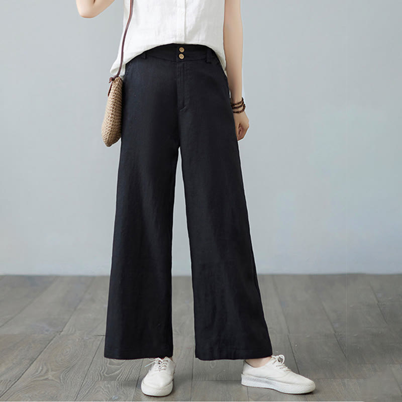 Nimara Ritual Daily Solid Color Patchwork Simple Design Cotton Linen Women's Pants With Pockets