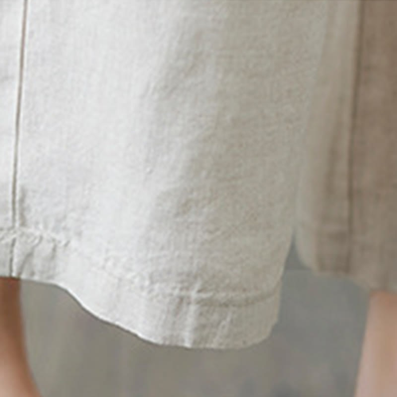 Nimara Ritual Daily Solid Color Patchwork Simple Design Cotton Linen Women's Pants With Pockets