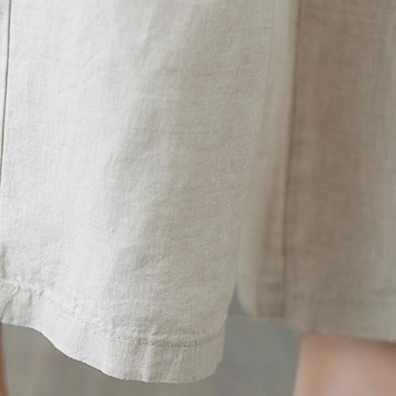 Nimara Ritual Daily Solid Color Patchwork Simple Design Cotton Linen Women's Pants With Pockets