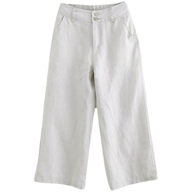Nimara Ritual Daily Solid Color Patchwork Simple Design Cotton Linen Women's Pants With Pockets