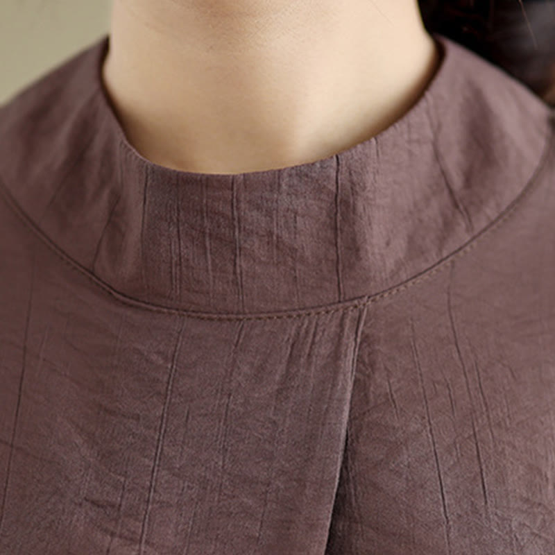 Nimara Ritual Casual Plain Back Buttom Design Stand Collar Cotton Linen Women's Sleeveless Vest