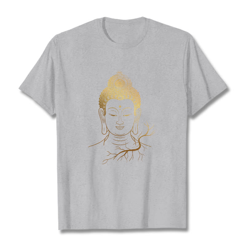 Nimara Ritual Golden Meditation Buddha Head Tee T-shirt