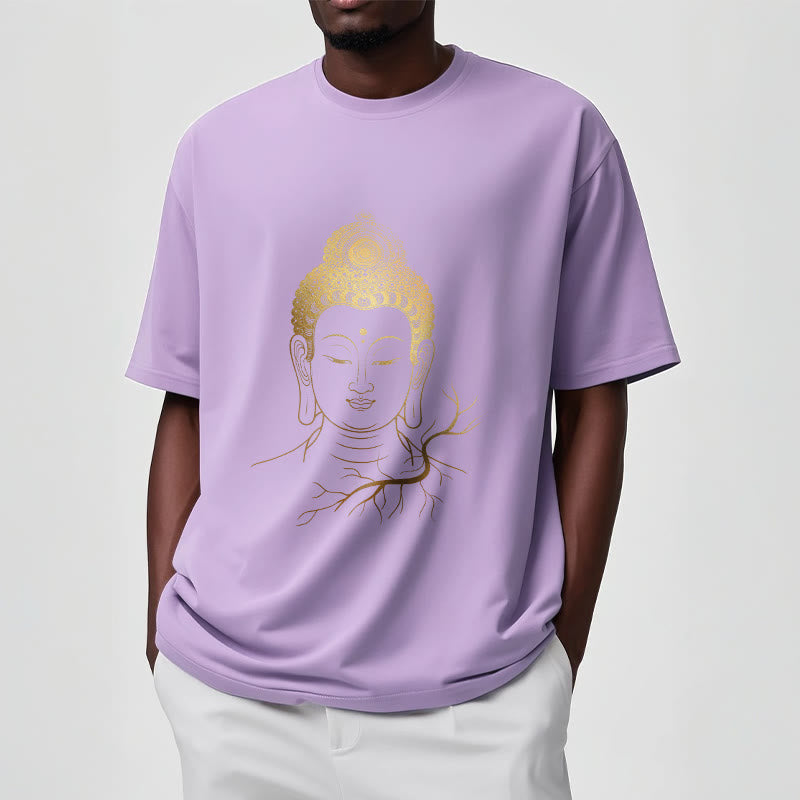Nimara Ritual Golden Meditation Buddha Head Tee T-shirt