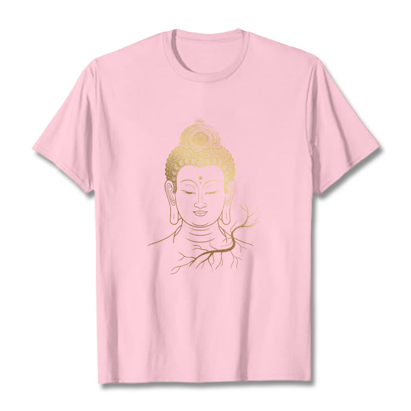 Nimara Ritual Golden Meditation Buddha Head Tee T-shirt