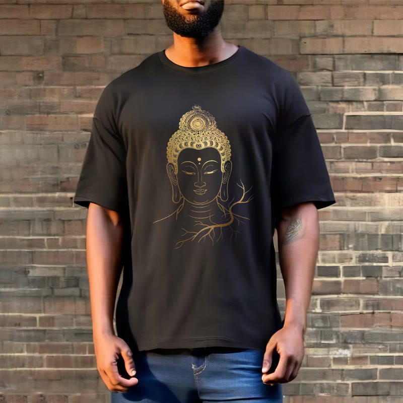 Nimara Ritual Golden Meditation Buddha Head Tee T-shirt