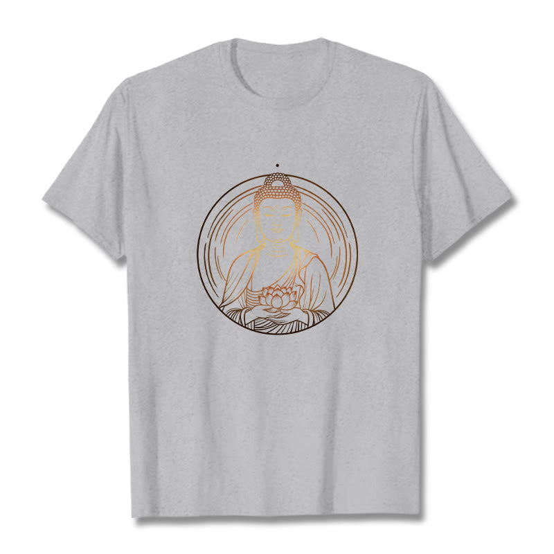 Nimara Ritual Golden Buddha Holding A Lotus Flower Tee T-shirt