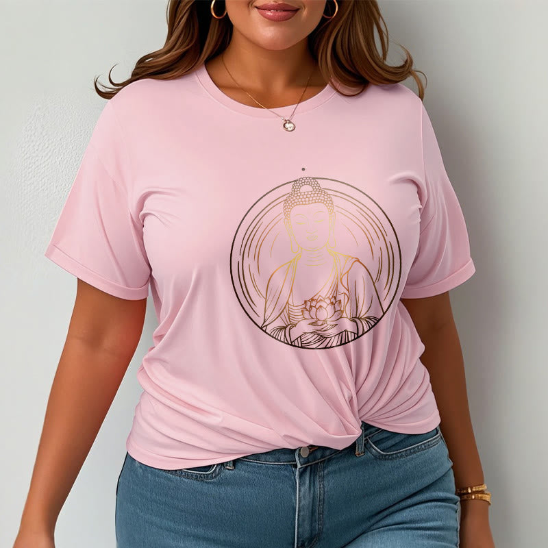Nimara Ritual Golden Buddha Holding A Lotus Flower Tee T-shirt