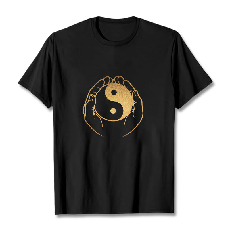 Nimara Ritual Hands Holding A Golden Yin Yang Tee T-shirt