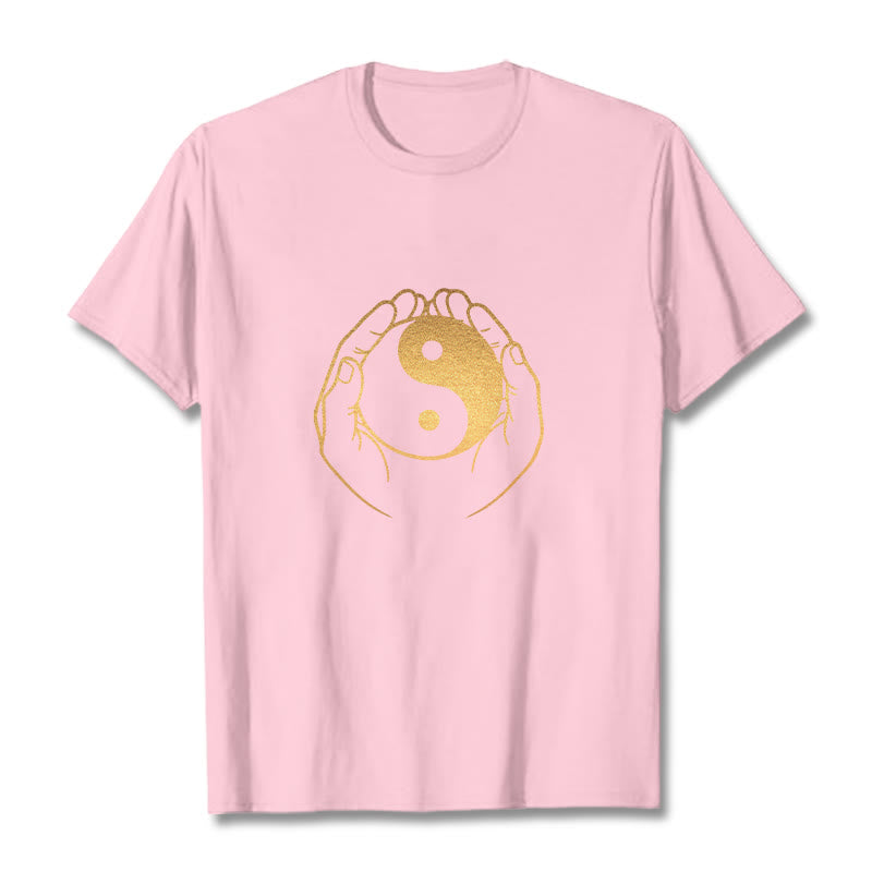 Nimara Ritual Hands Holding A Golden Yin Yang Tee T-shirt