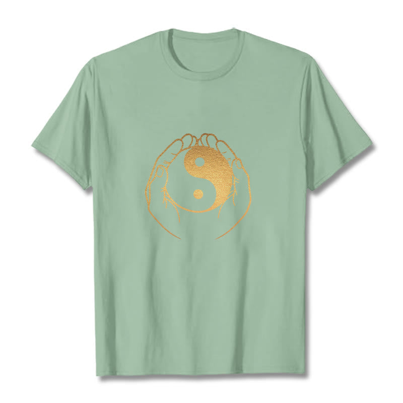Nimara Ritual Hands Holding A Golden Yin Yang Tee T-shirt