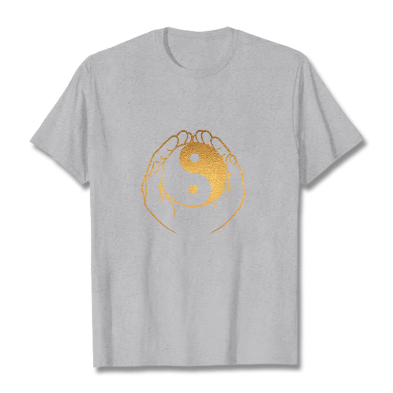Nimara Ritual Hands Holding A Golden Yin Yang Tee T-shirt