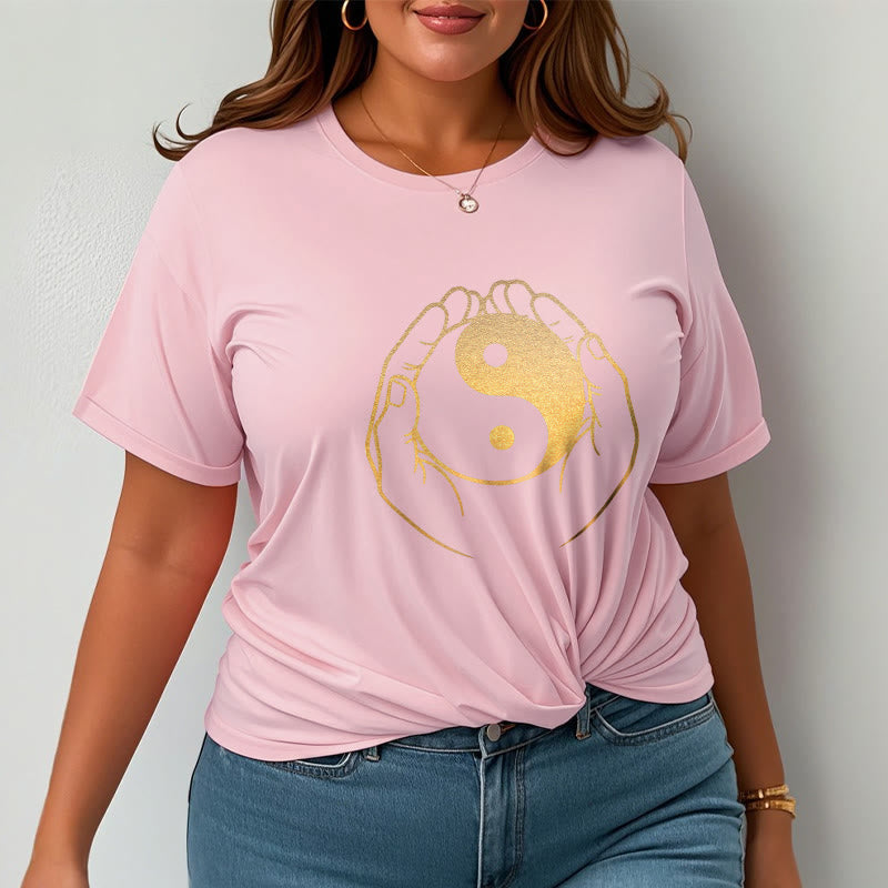 Nimara Ritual Hands Holding A Golden Yin Yang Tee T-shirt