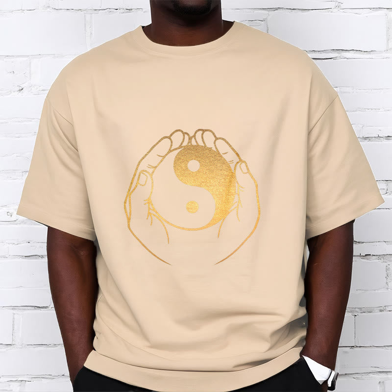 Nimara Ritual Hands Holding A Golden Yin Yang Tee T-shirt