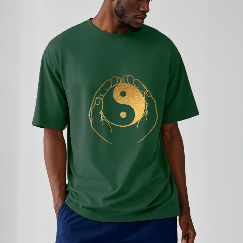Nimara Ritual Hands Holding A Golden Yin Yang Tee T-shirt