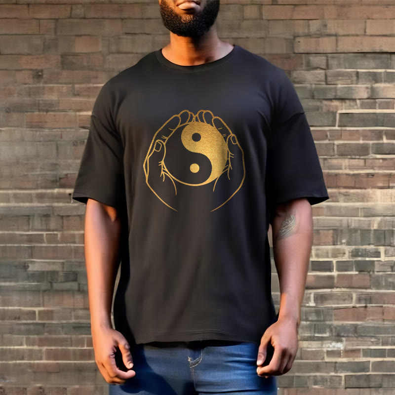Nimara Ritual Hands Holding A Golden Yin Yang Tee T-shirt