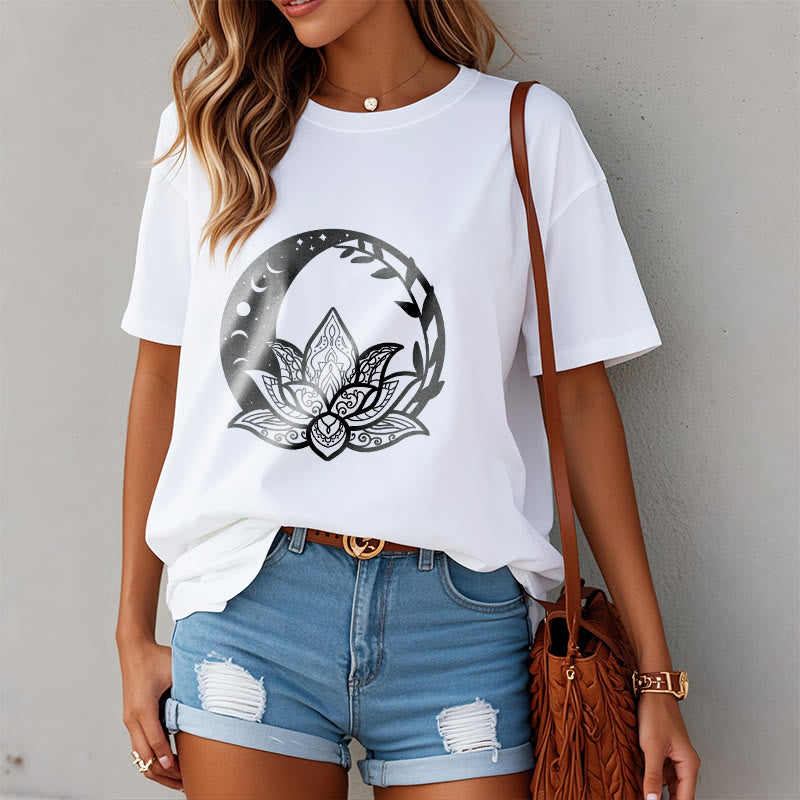 Nimara Ritual Lotus Flower Sun Moon Intertwining Vines Tee T-shirt
