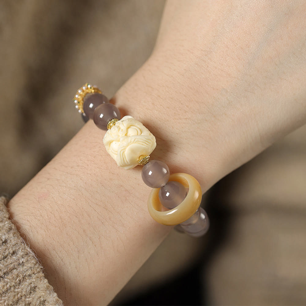 Nimara Ritual Amber Gray Agate Ivory Fruit Confidence Bracelet