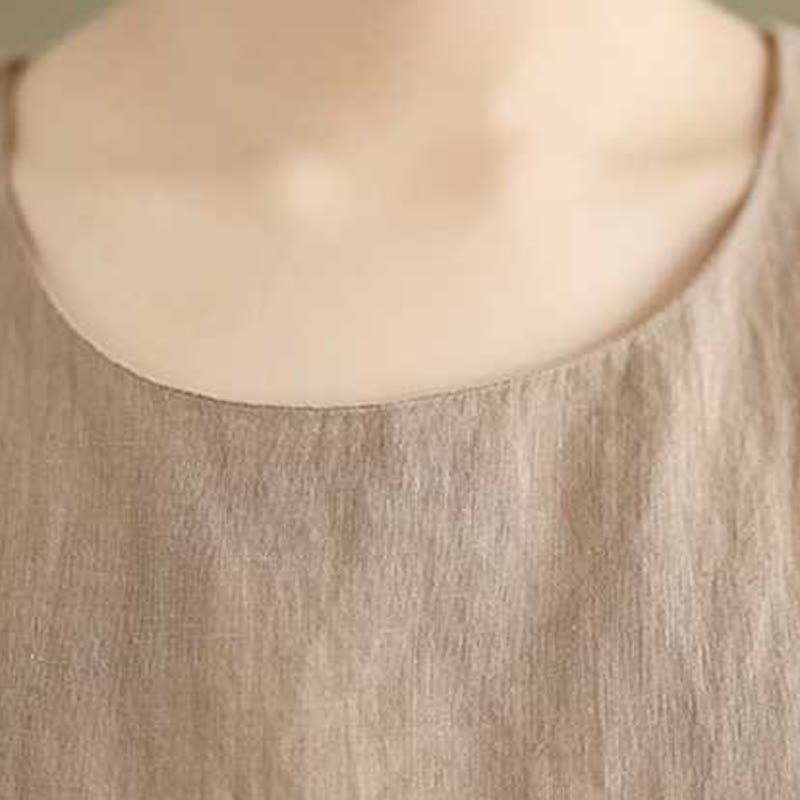 Nimara Ritual Spring Plain Irregular Sleeveless Midi Dress With Pockets