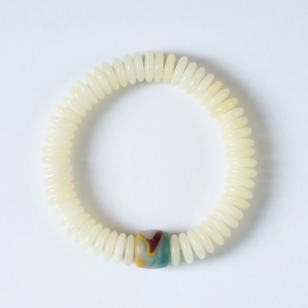 Nimara Ritual Natural White Bodhi Seed Stone Wisdom Tassel Bracelet