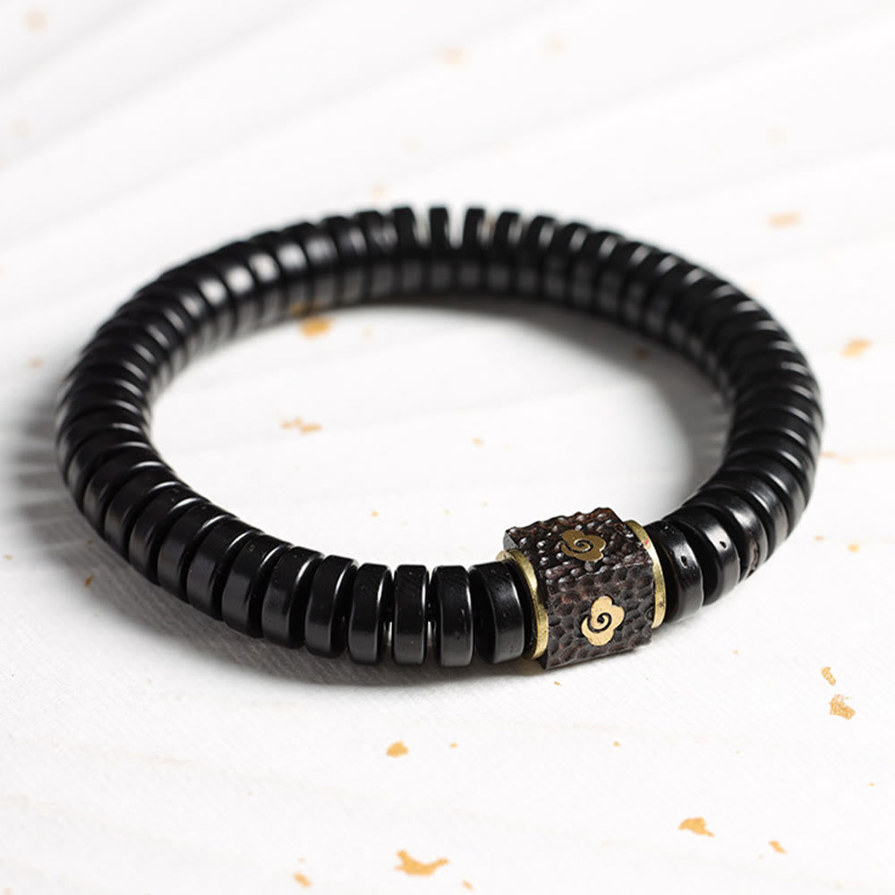 Nimara Ritual Tibetan Coconut Shell Auspicious Clouds Positive Bracelet