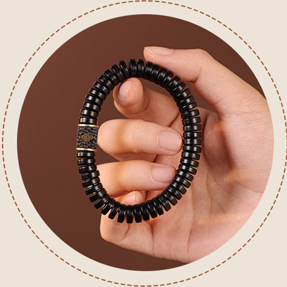 Nimara Ritual Tibetan Coconut Shell Auspicious Clouds Positive Bracelet