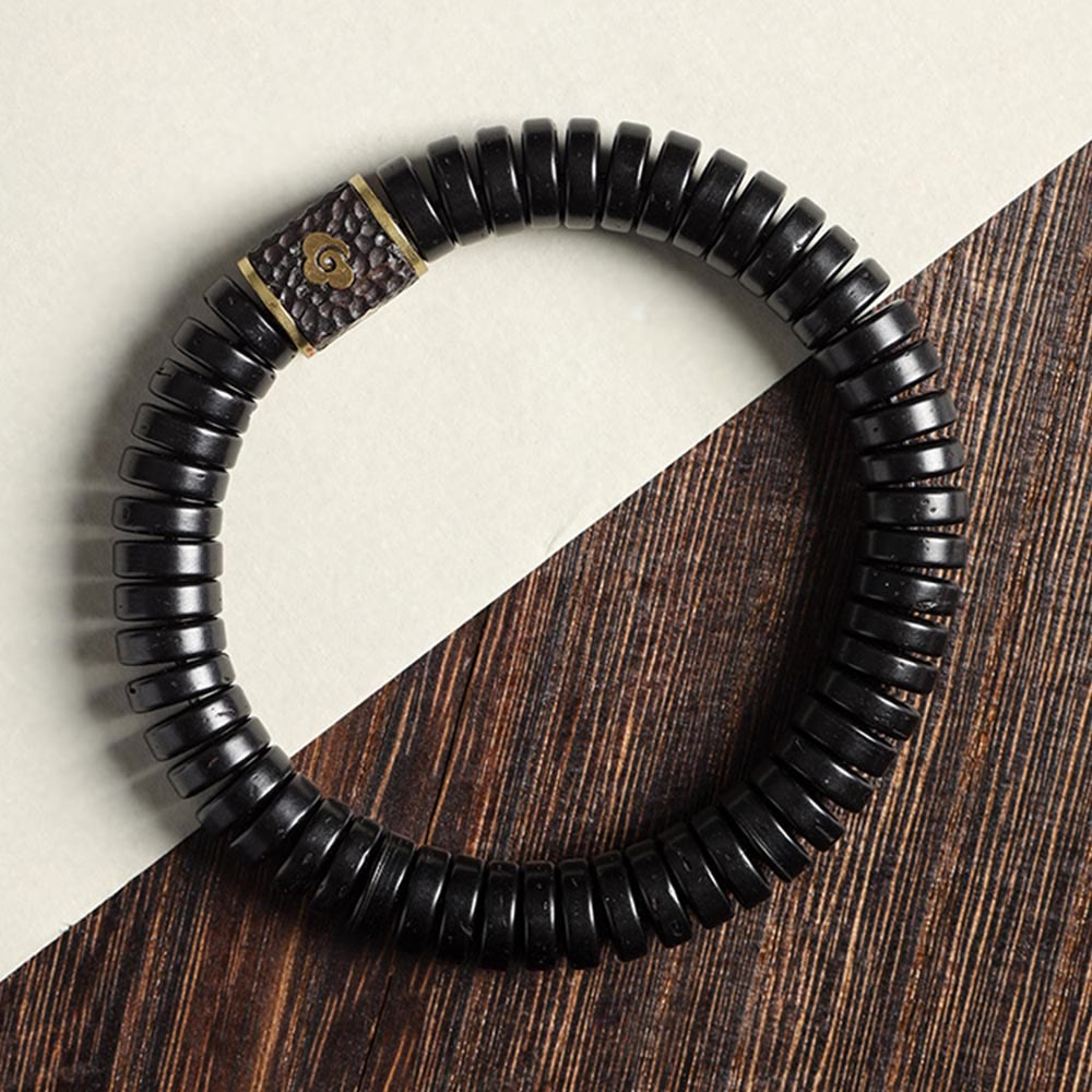 Nimara Ritual Tibetan Coconut Shell Auspicious Clouds Positive Bracelet