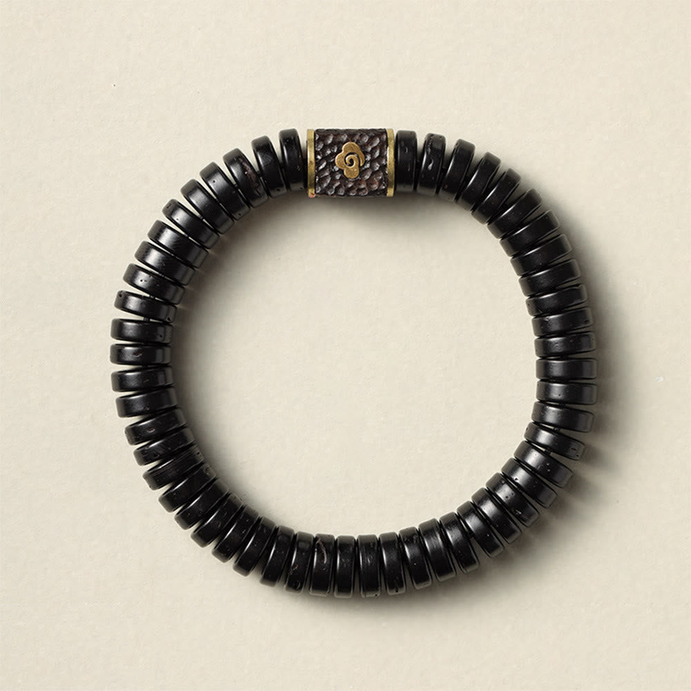 Nimara Ritual Tibetan Coconut Shell Auspicious Clouds Positive Bracelet