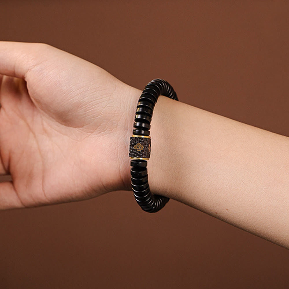 Nimara Ritual Tibetan Coconut Shell Auspicious Clouds Positive Bracelet